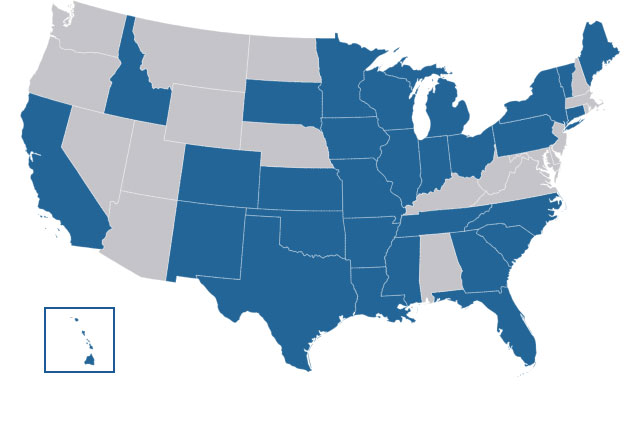 US map of states subordinated notes